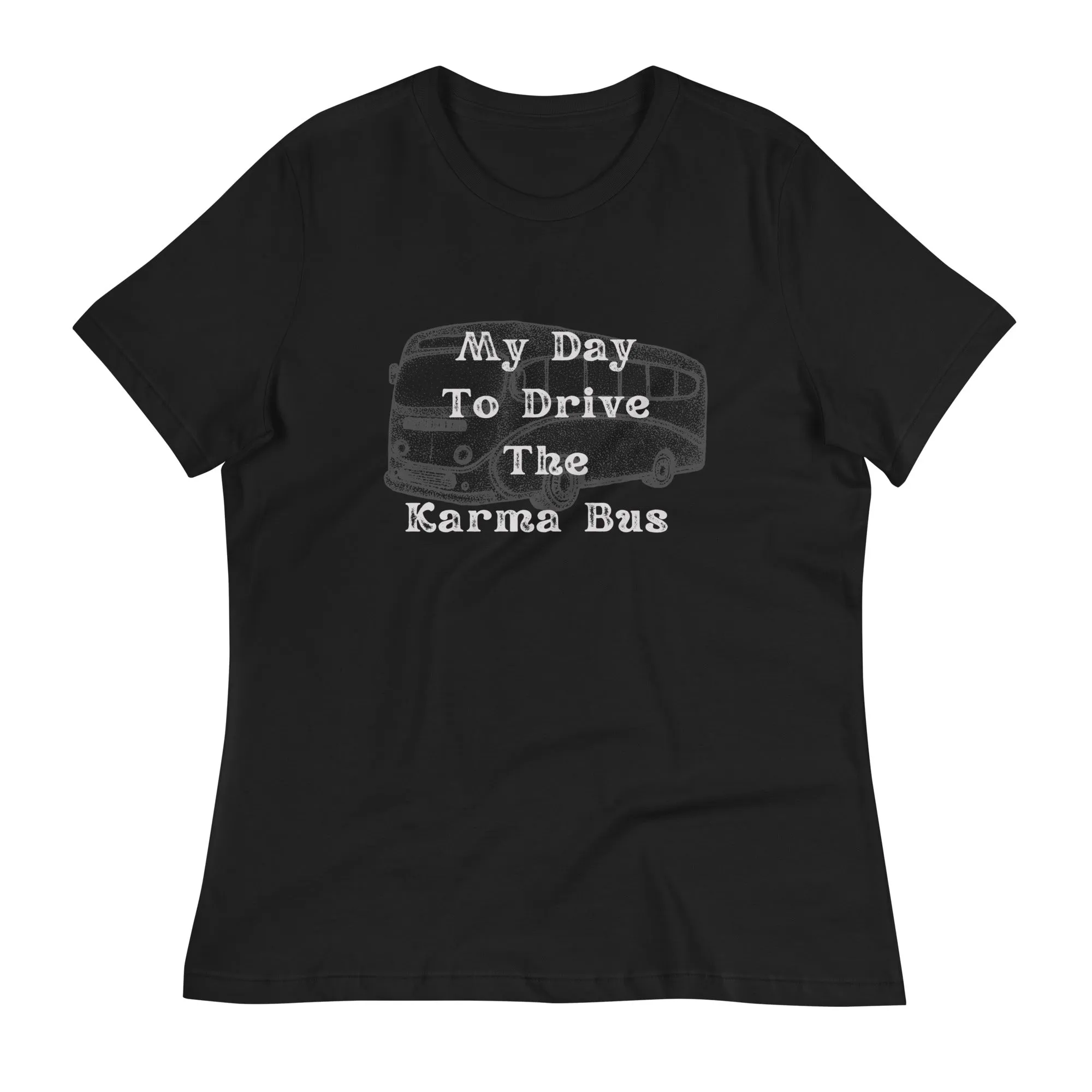 Karma bus graphic tee for ladies fashion, lioness-love