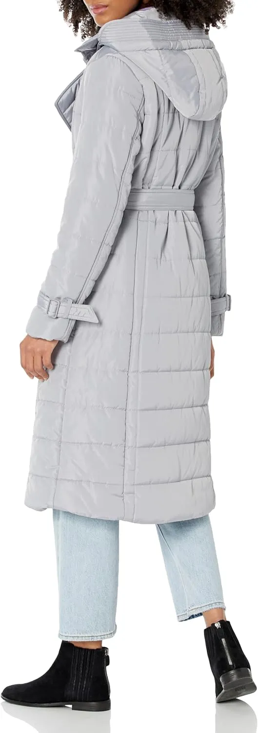 Kenneth Cole Women's Belted Puffer Trench Coat