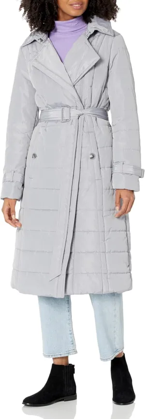 Kenneth Cole Women's Belted Puffer Trench Coat