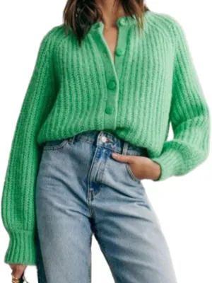 KEOMUD Women's Long Sleeve Cardigan Sweaters 2025 Spring Casual Crewneck Button Down Chunky Knit Cardigans