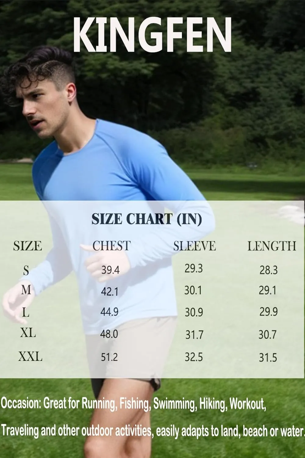 KINGFEN Men's UPF 50  Long Sleeve UV Sun Protection Shirts Quick Dry Athletic Shirts Hiking Fishing