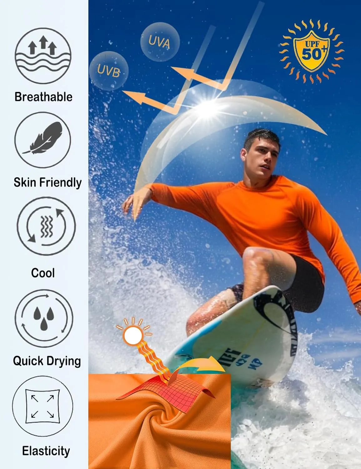 KINGFEN Men's UPF 50  Long Sleeve UV Sun Protection Shirts Quick Dry Athletic Shirts Hiking Fishing