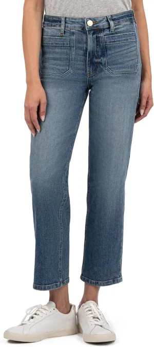 KUT from the Kloth Women's Elizabeth High Rise Straight Leg Front Inset Pockets