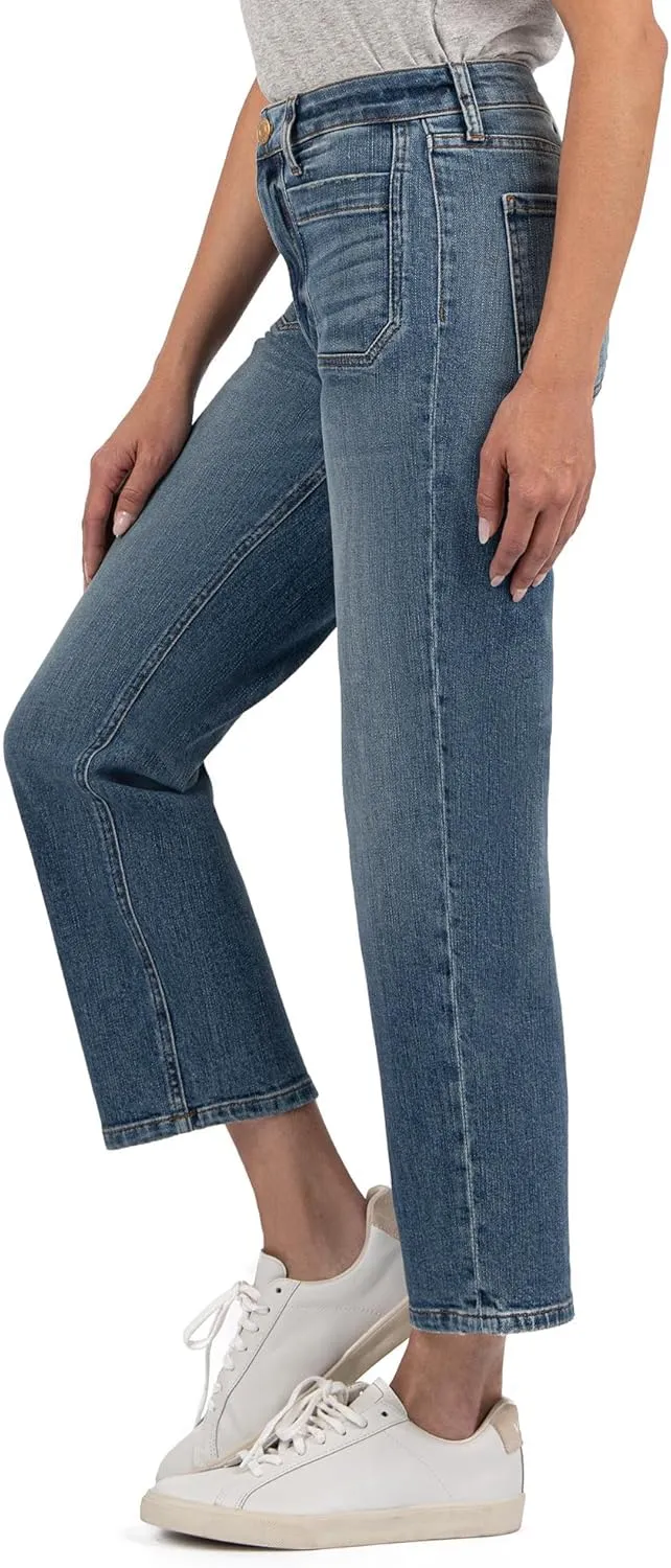 KUT from the Kloth Women's Elizabeth High Rise Straight Leg Front Inset Pockets
