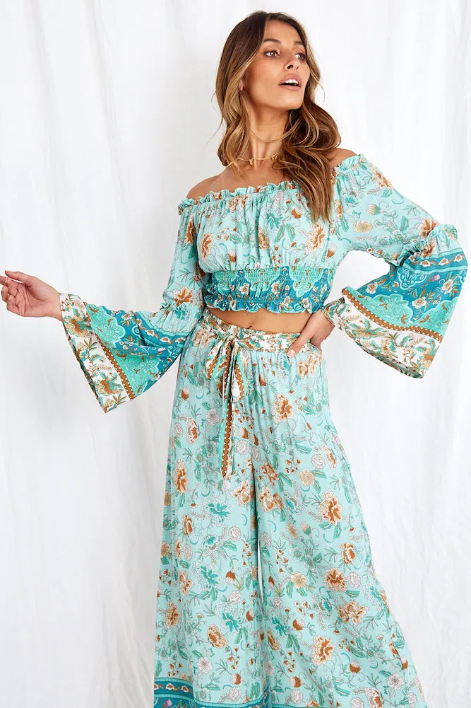 Lanterns Of Love Pants Aqua