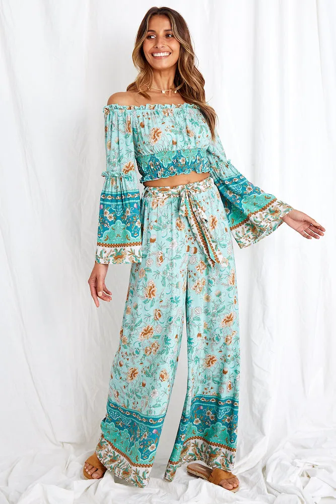 Lanterns Of Love Pants Aqua