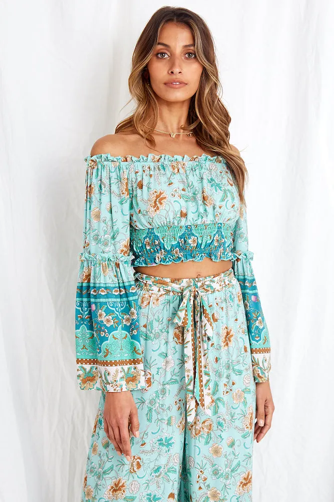 Lanterns Of Love Pants Aqua