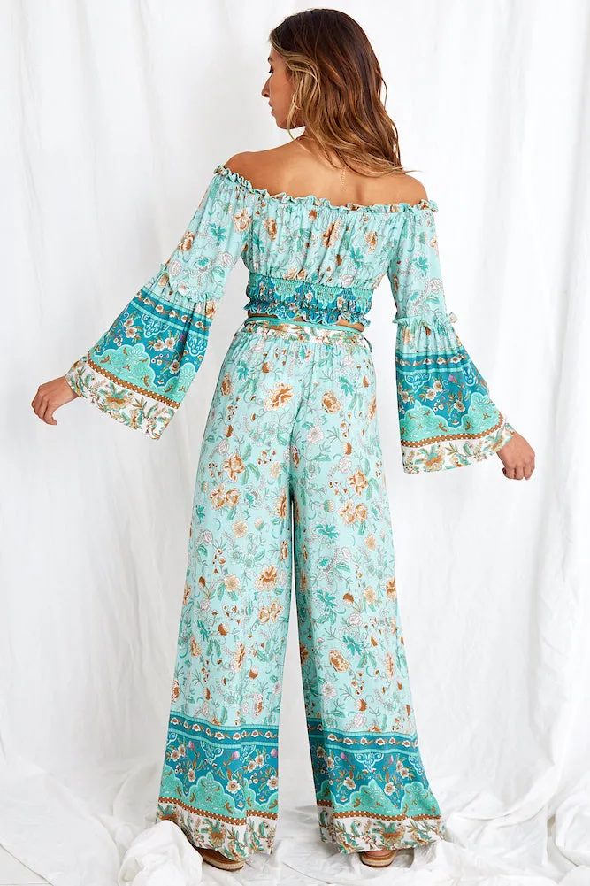 Lanterns Of Love Pants Aqua