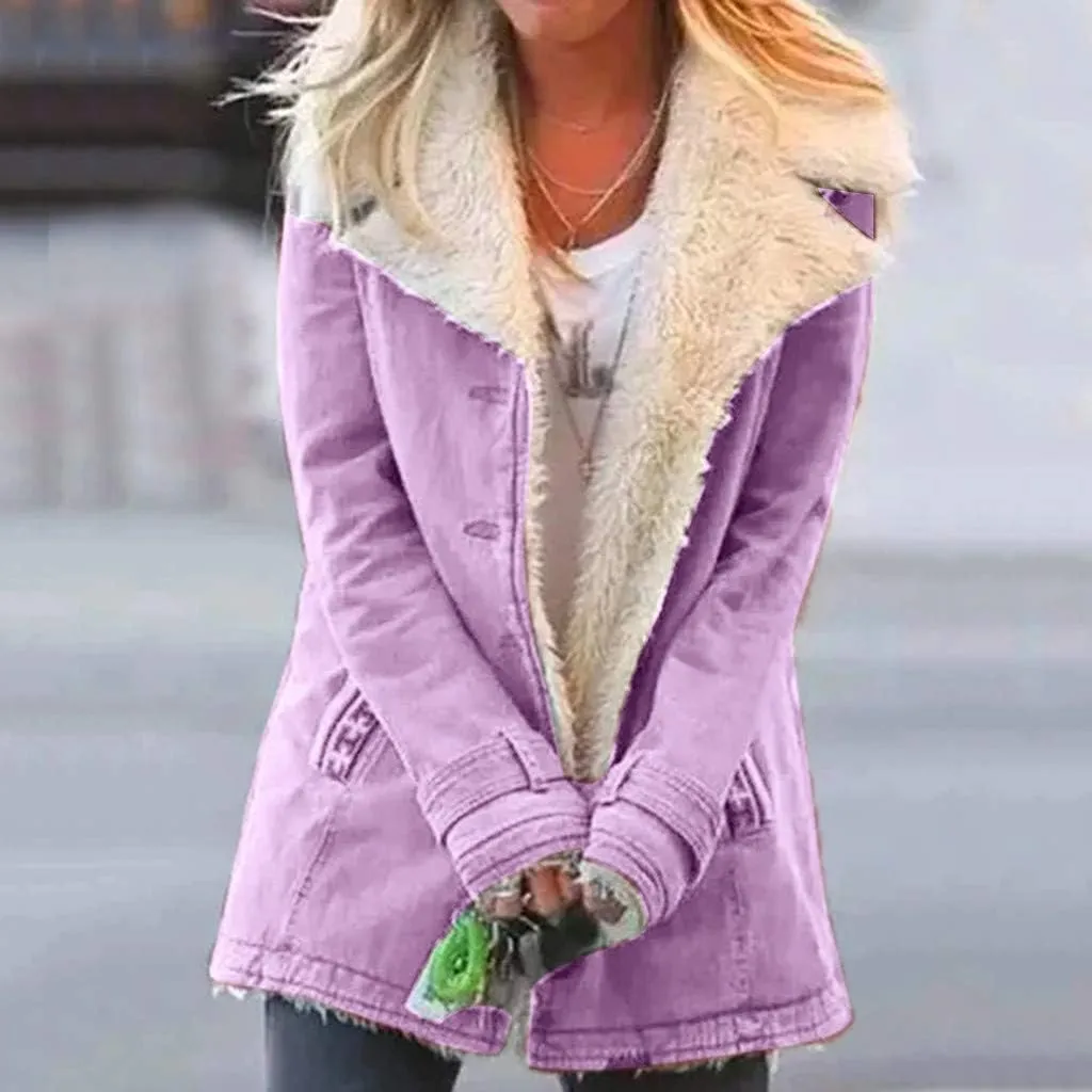 LCMTWX Fuzzy Fleece Jackets for Women Lapel Single Breasted Long Sleeve Plus Size Outwear Fuzzy Faux Shearling Zipper Plus