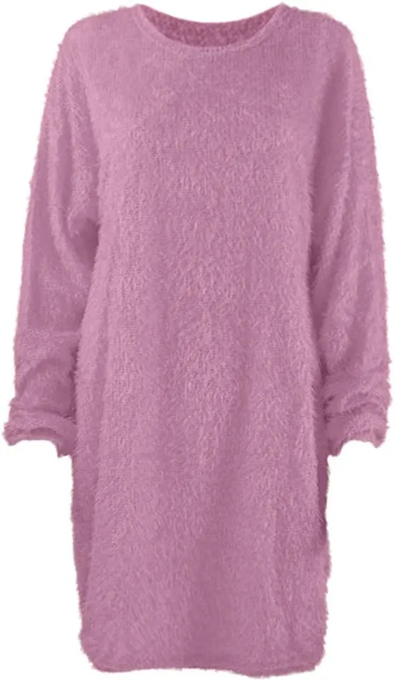 LCMTWX Long Sleeve Oversized Sweater Dress Sleeve Solid Knitted Fleece Dresses Loose Turtleneck Oversize Long Sleeve