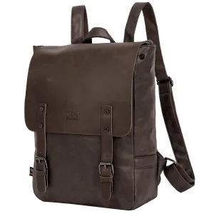Leather Backpack for Women Men College Laptop Backpack Vintage Backpack Coffee
