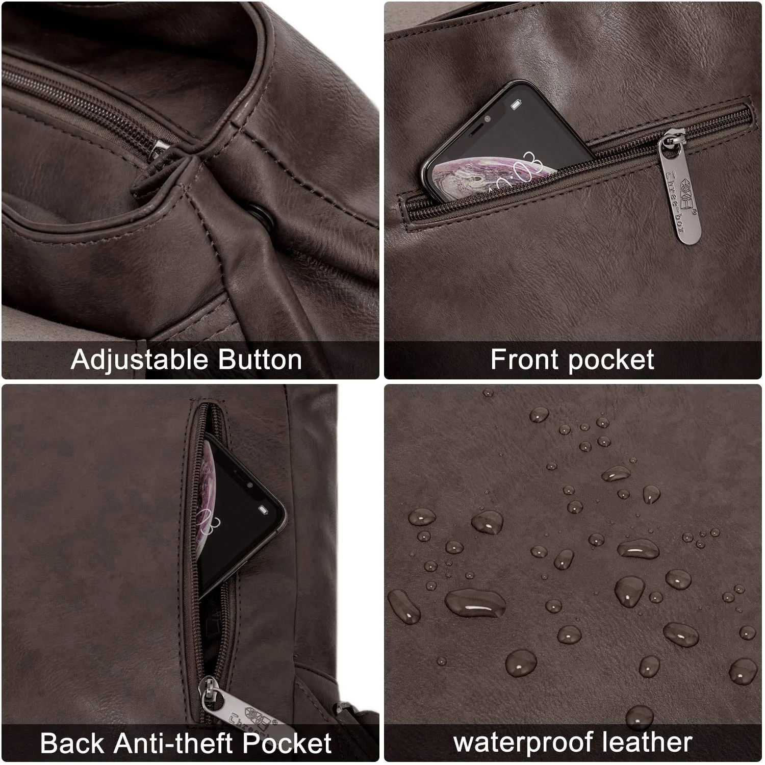 Leather Backpack for Women Men College Laptop Backpack Vintage Backpack Coffee