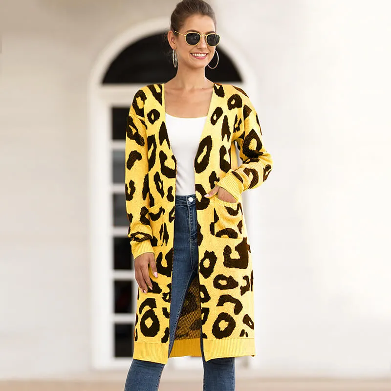 Leopard Print Oversized Cardigan Sweater