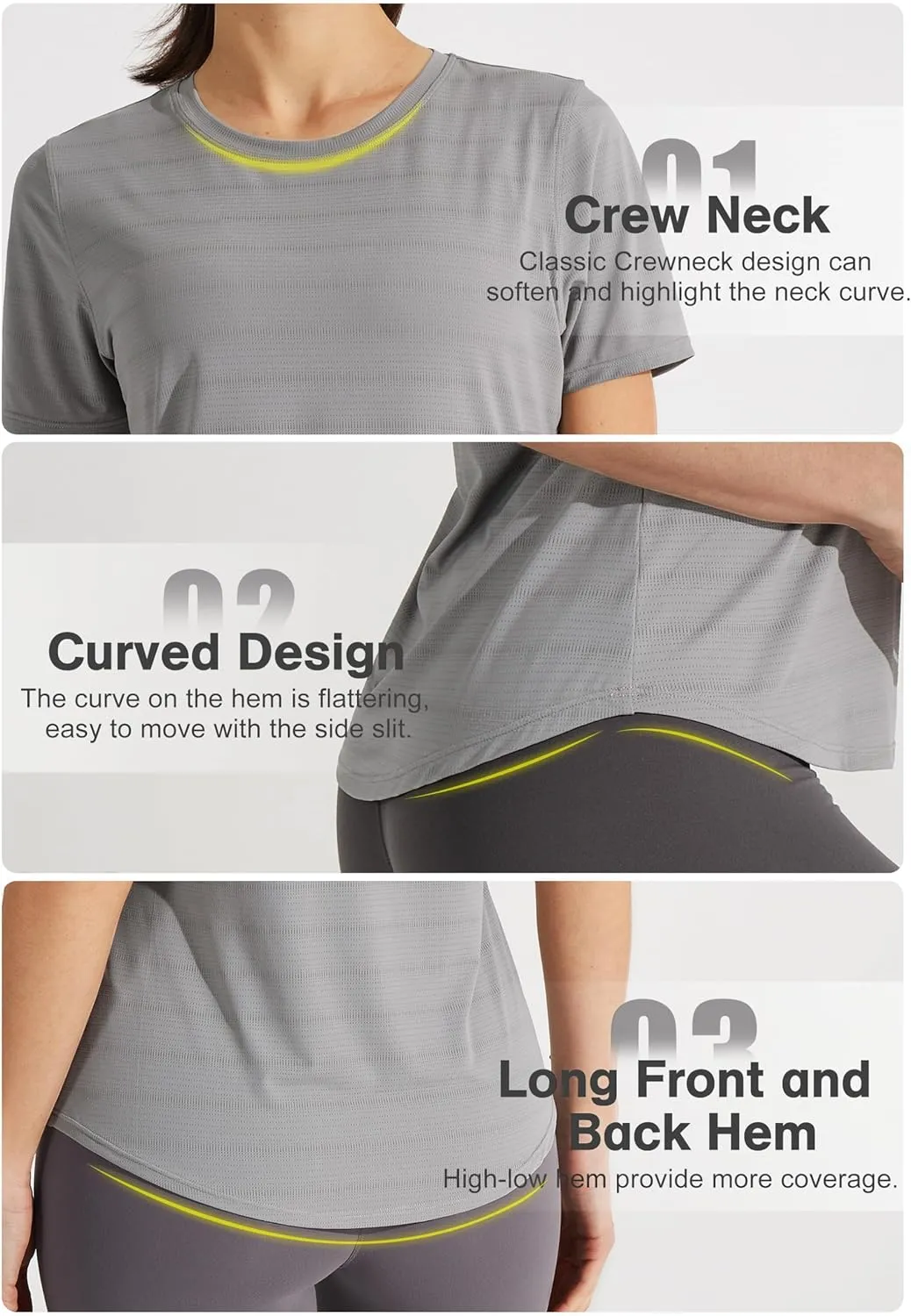 Libin Women's Workout T Shirts Short Sleeve Gym Running Athletic Tops Quick Dry Crewneck Yoga Shirts