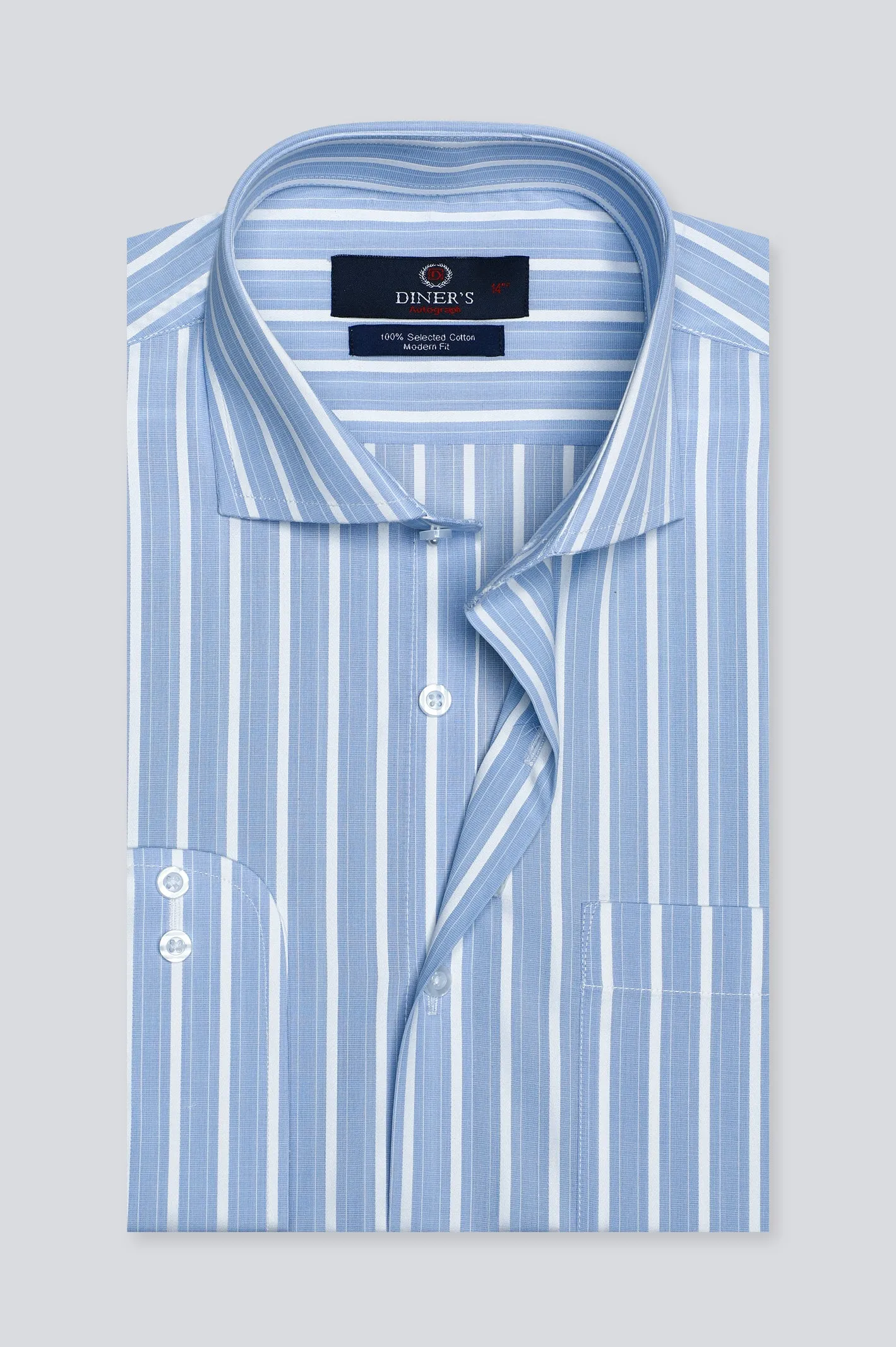 Light Blue Pencil Stripe Formal Autograph Shirt
