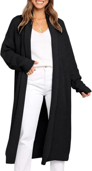 LILLUSORY Long Cardigan Sweaters for Women Fall Trendy Oversized Open Front Winter Coat