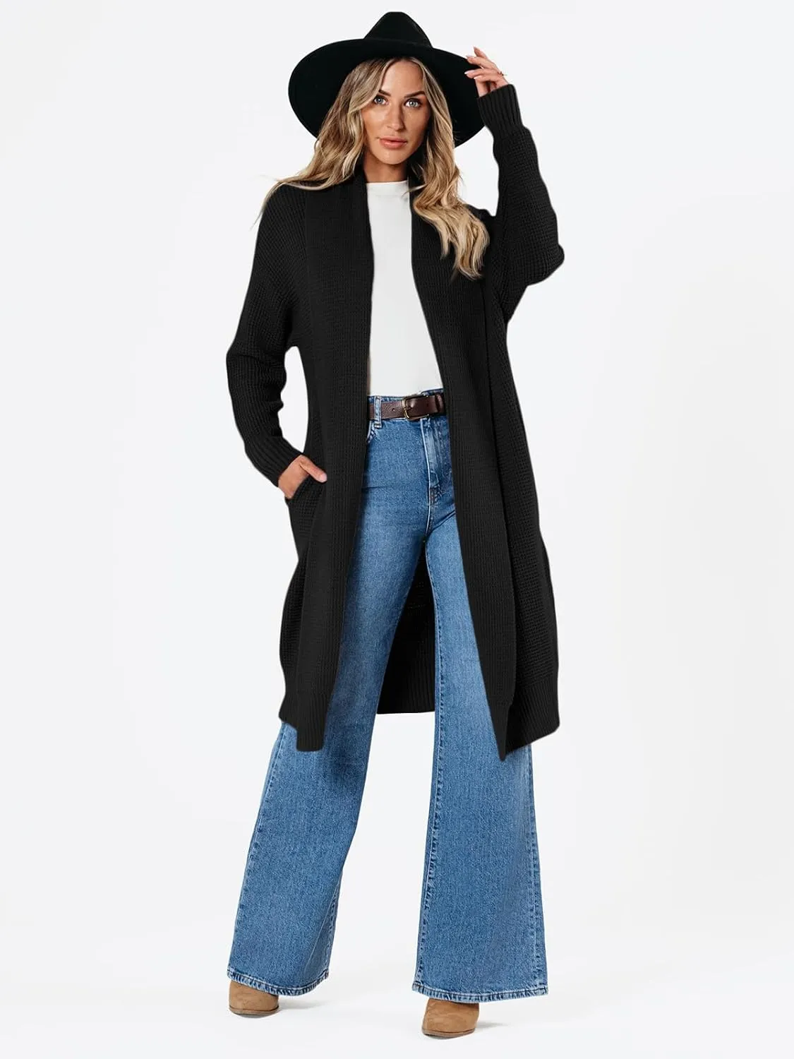 LILLUSORY Long Cardigan Sweaters for Women Fall Trendy Oversized Open Front Winter Coat