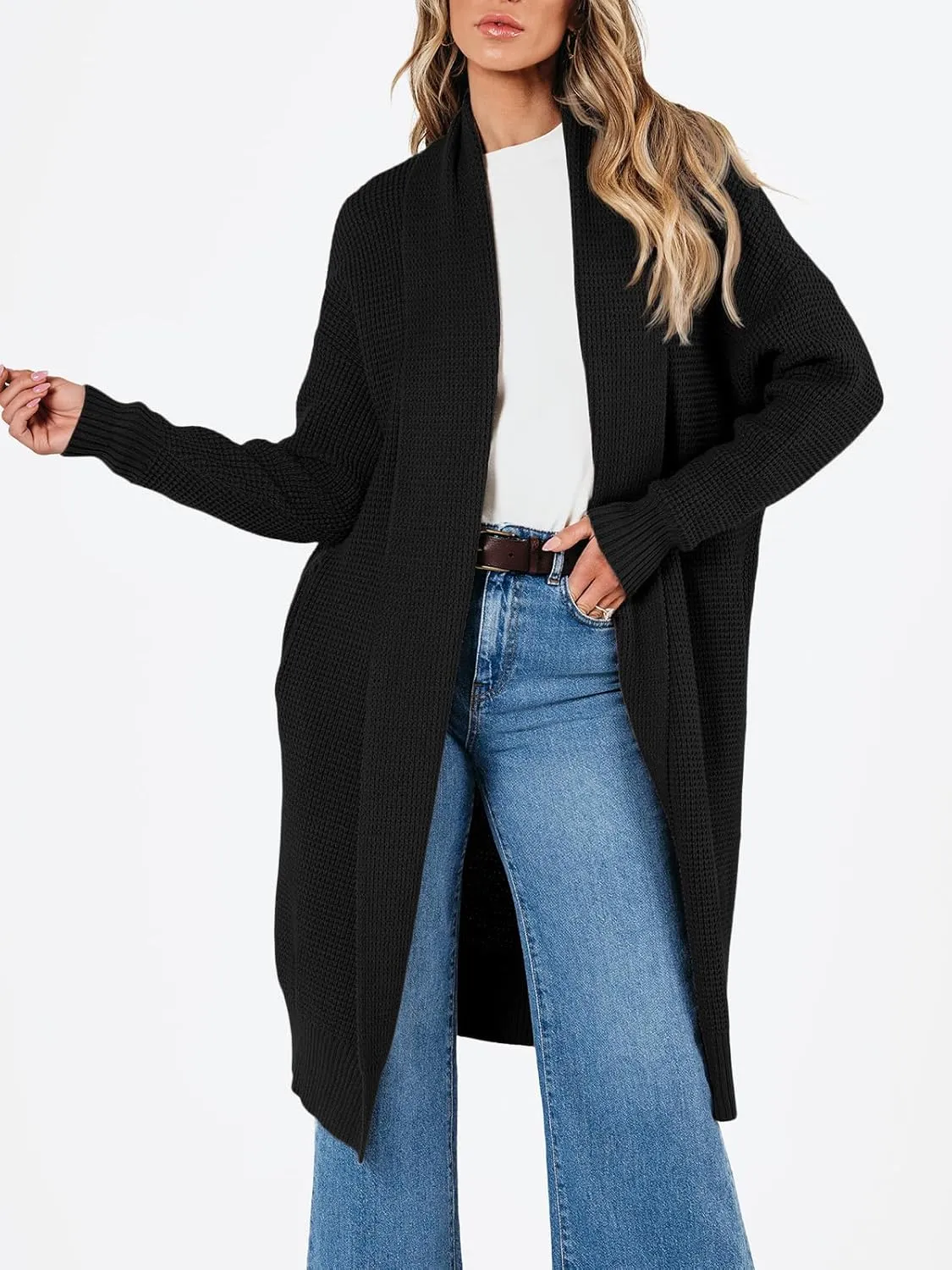 LILLUSORY Long Cardigan Sweaters for Women Fall Trendy Oversized Open Front Winter Coat