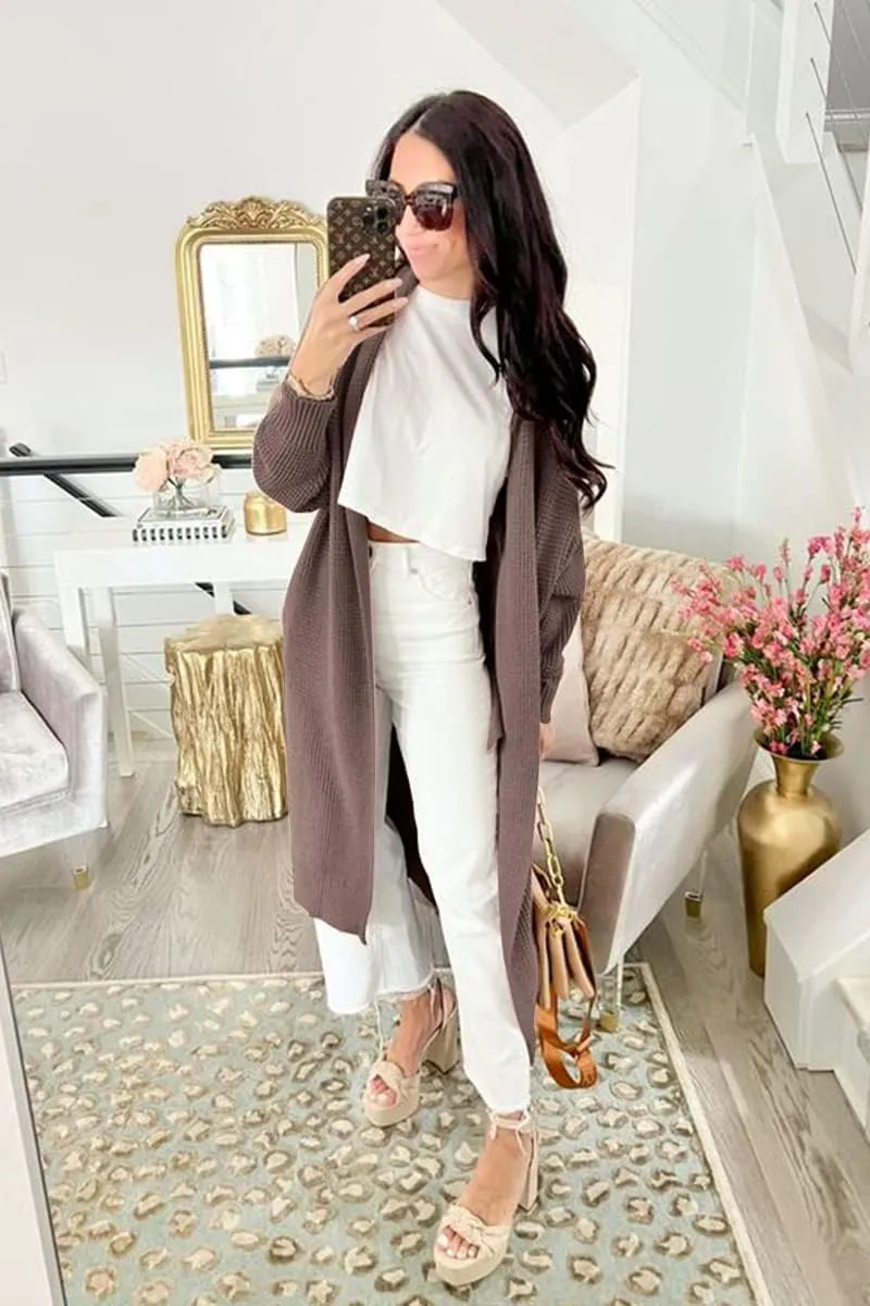 LILLUSORY Long Cardigan Sweaters for Women Fall Trendy Oversized Open Front Winter Coat
