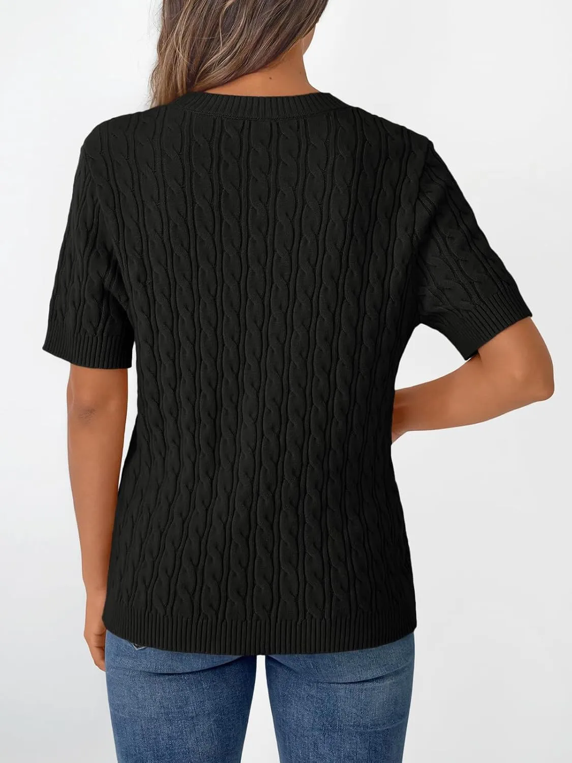 LILLUSORY Short Sleeve Sweater for Women Summer Business Casual Dressy Outfits Work Tops Lightweight Spring Blouses 2025