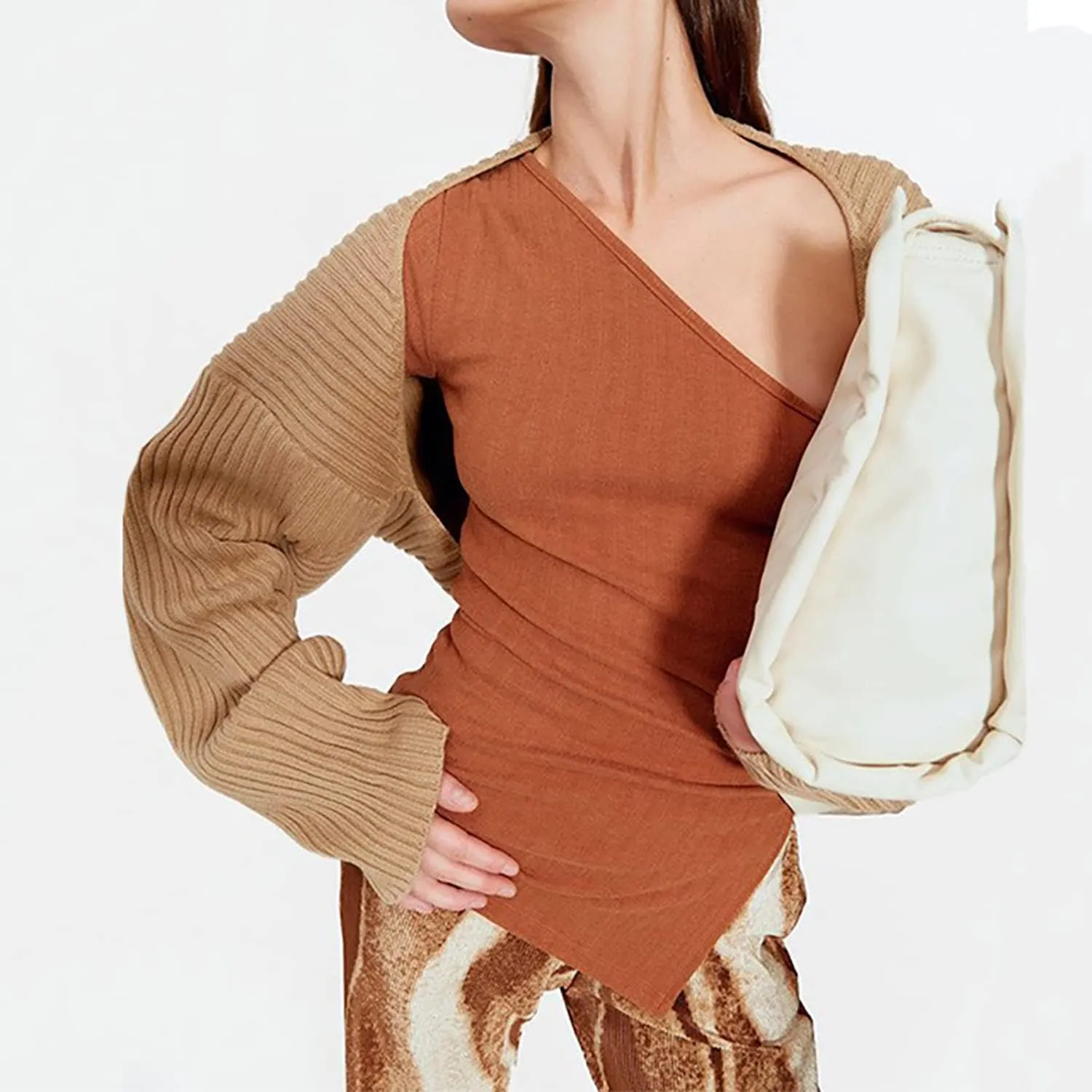 LOFAAC Women Y2K Open Front Rib Knit Shrug Crop Cardigan Solid Drop Shoulder Puff Long Sleeve Crop Bolero Sweater Tops