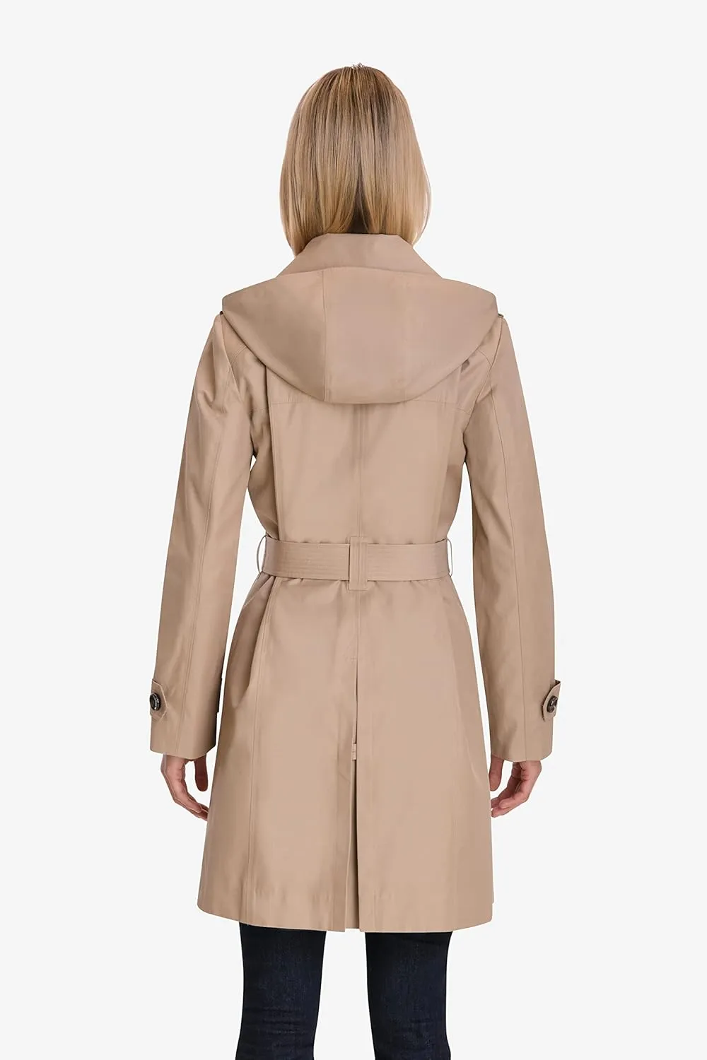 London Fog Women's 3/4 Length Double-Breasted Trench Coat with Belt