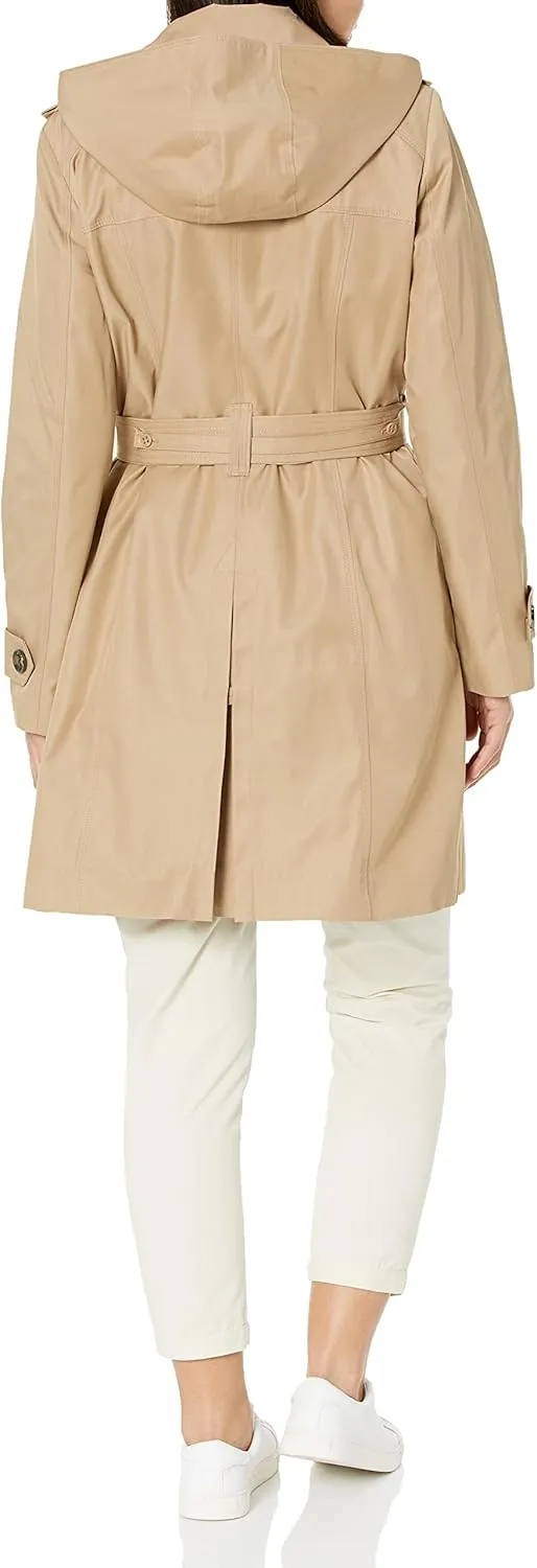 London Fog Women's 3/4 Length Double-Breasted Trench Coat with Belt