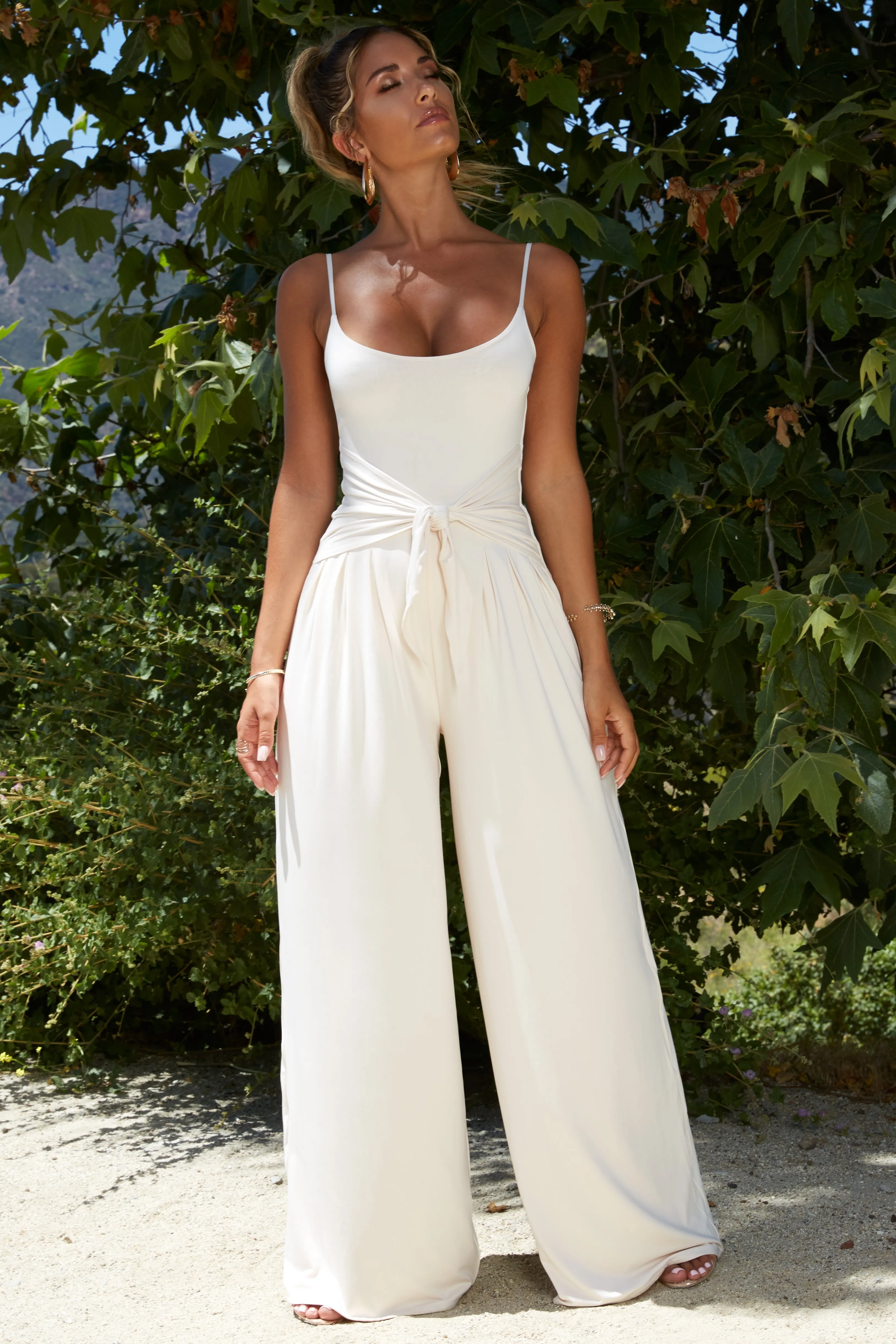 Long Way Down Petite Wide Leg Jumpsuit in Ivory
