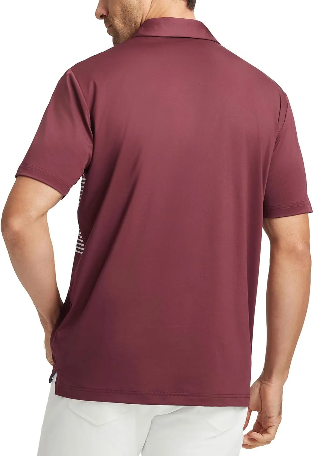 M MAELREG Golf Shirts for Men Short Sleeve Regular Fit Moisture Wicking Performance Casual Striped Print Mens Polo Shirts