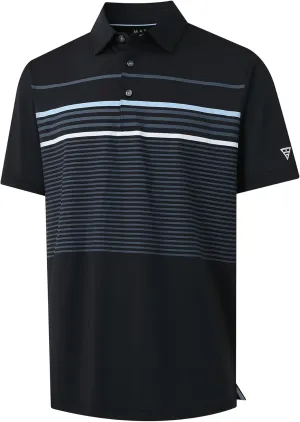 M MAELREG Golf Shirts for Men Short Sleeve Regular Fit Moisture Wicking Performance Casual Striped Print Mens Polo Shirts