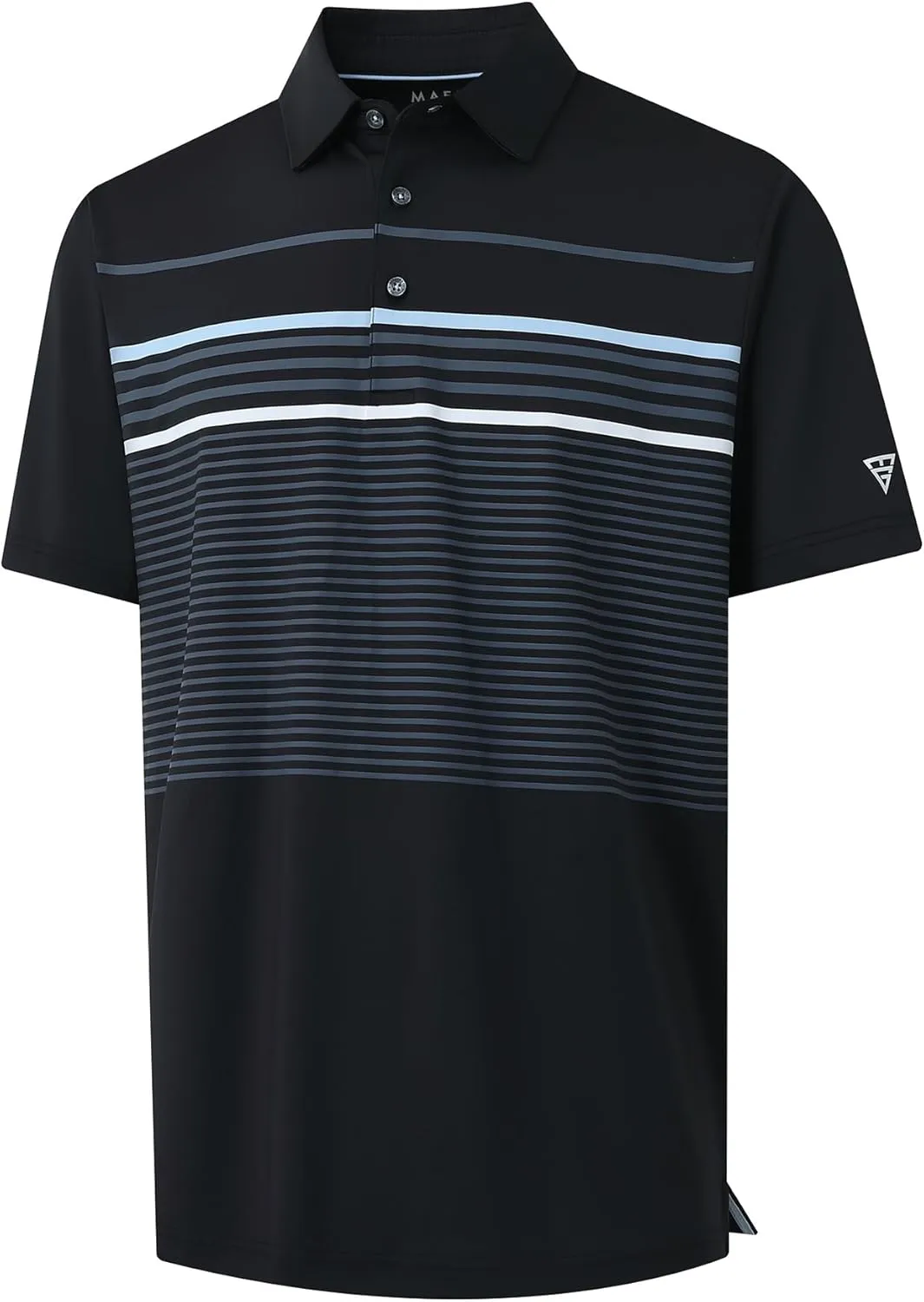 M MAELREG Golf Shirts for Men Short Sleeve Regular Fit Moisture Wicking Performance Casual Striped Print Mens Polo Shirts