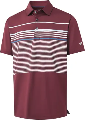 M MAELREG Golf Shirts for Men Short Sleeve Regular Fit Moisture Wicking Performance Casual Striped Print Mens Polo Shirts