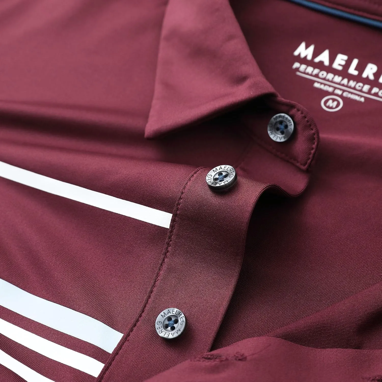 M MAELREG Golf Shirts for Men Short Sleeve Regular Fit Moisture Wicking Performance Casual Striped Print Mens Polo Shirts