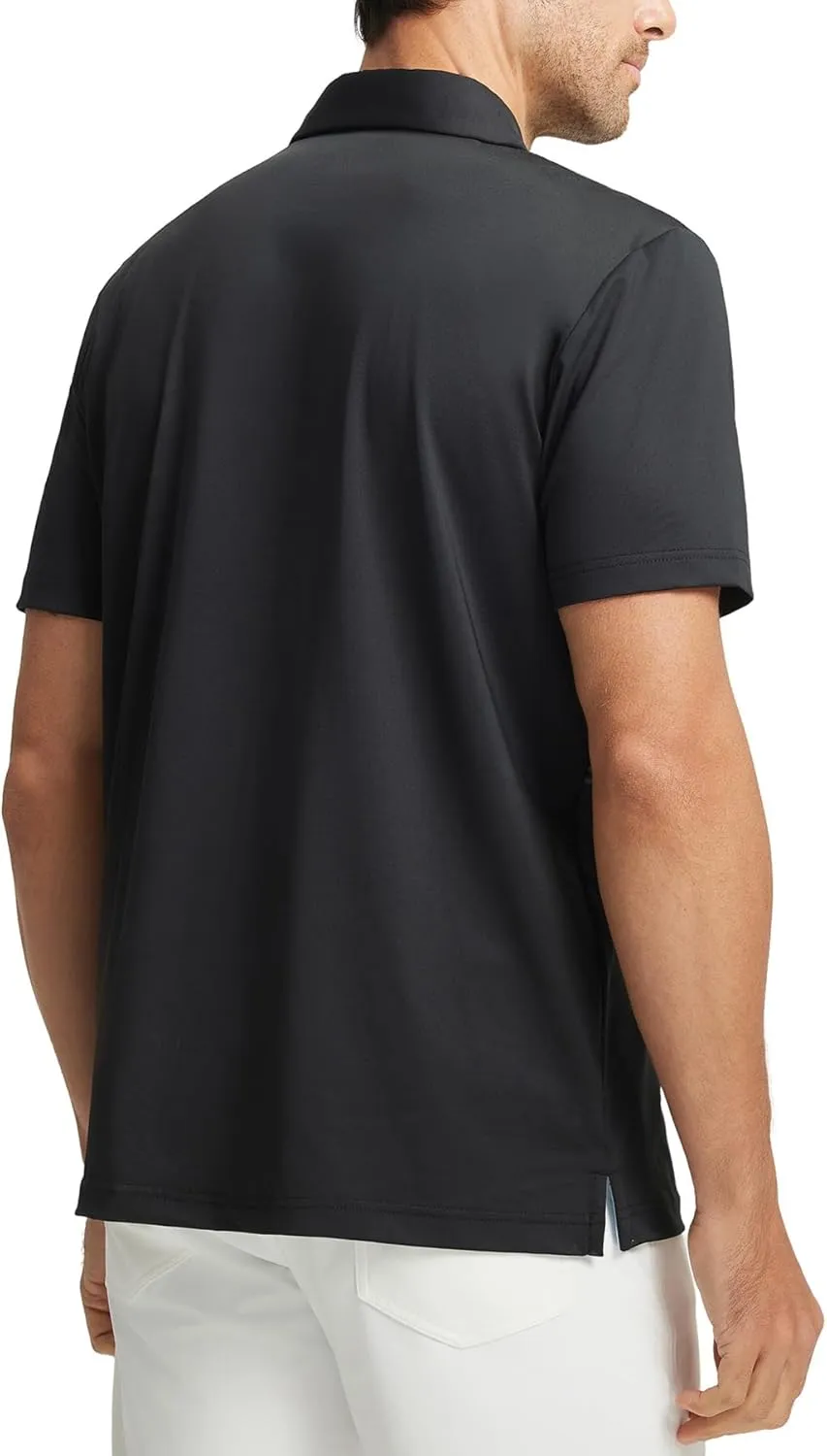 M MAELREG Golf Shirts for Men Short Sleeve Regular Fit Moisture Wicking Performance Casual Striped Print Mens Polo Shirts