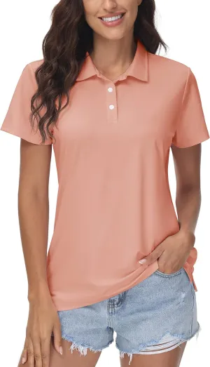 MAGCOMSEN Women's Polos Golf Shirts Short Sleeve UPF 50  Collared Shirt Quick Dry Tennis Work Athletic Tops