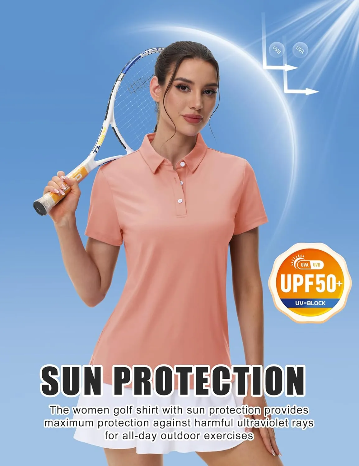 MAGCOMSEN Women's Polos Golf Shirts Short Sleeve UPF 50  Collared Shirt Quick Dry Tennis Work Athletic Tops