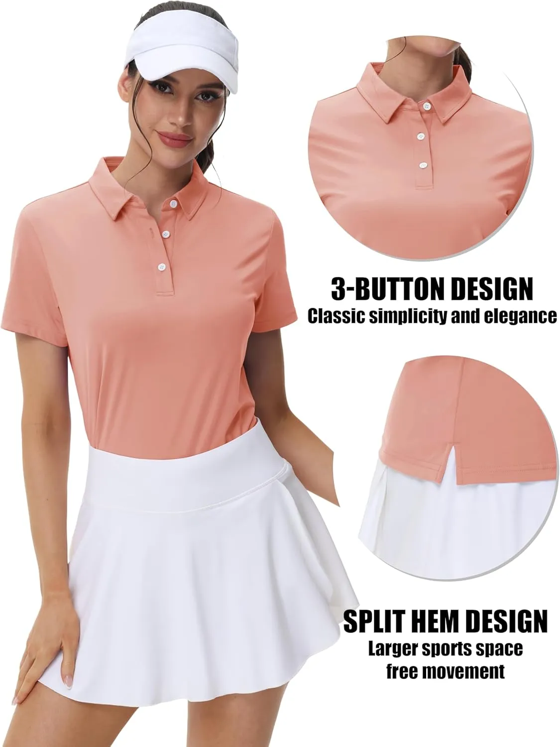 MAGCOMSEN Women's Polos Golf Shirts Short Sleeve UPF 50  Collared Shirt Quick Dry Tennis Work Athletic Tops