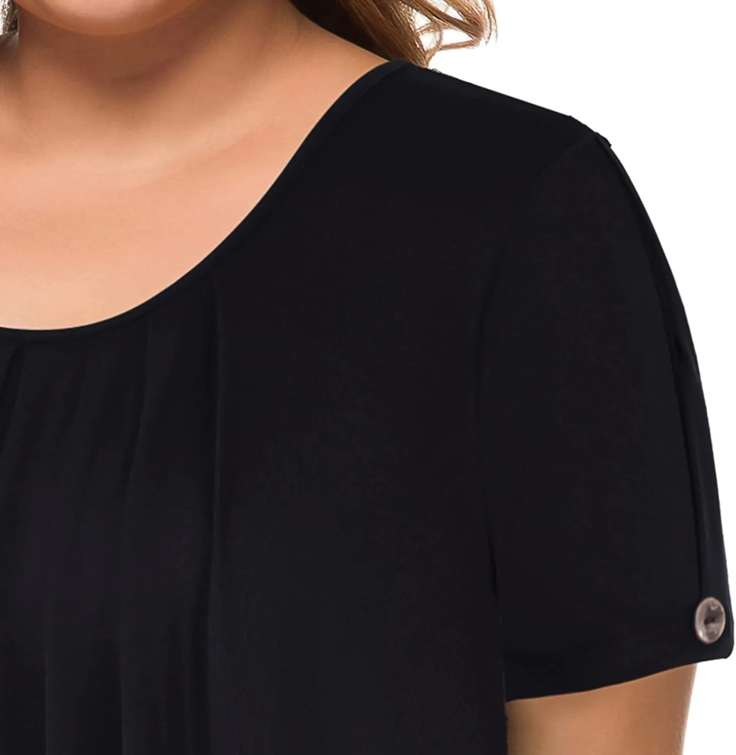 MANER Women's Plus Size Tops Short Sleeve Flowy Shirts Casual Blouses Tunic Tops L-4XL