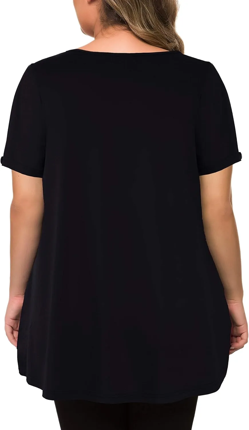 MANER Women's Plus Size Tops Short Sleeve Flowy Shirts Casual Blouses Tunic Tops L-4XL