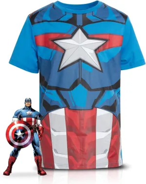 Marvel Avengers Boys' T-Shirt - Spider-Man, Captain America, Hulk, Iron Man - Kids Superhero Short Sleeve Graphic Tee (2T-20)