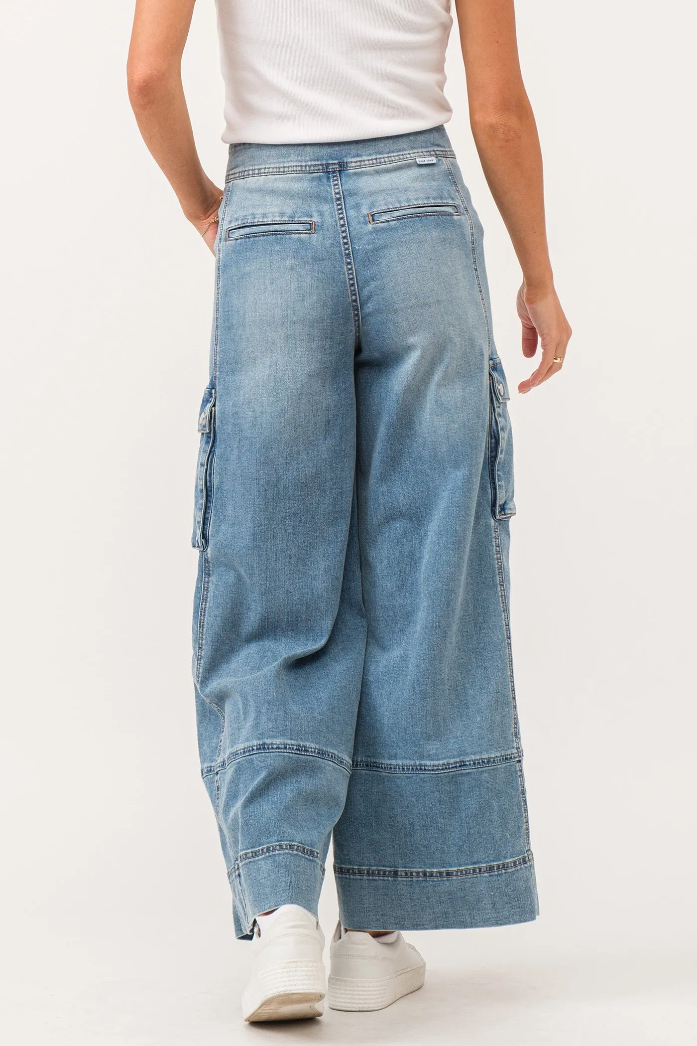 MARVEY SUPER HIGH RISE ANKLE WIDE LEG COLOR PANTS WINETOP CHAMBRAY