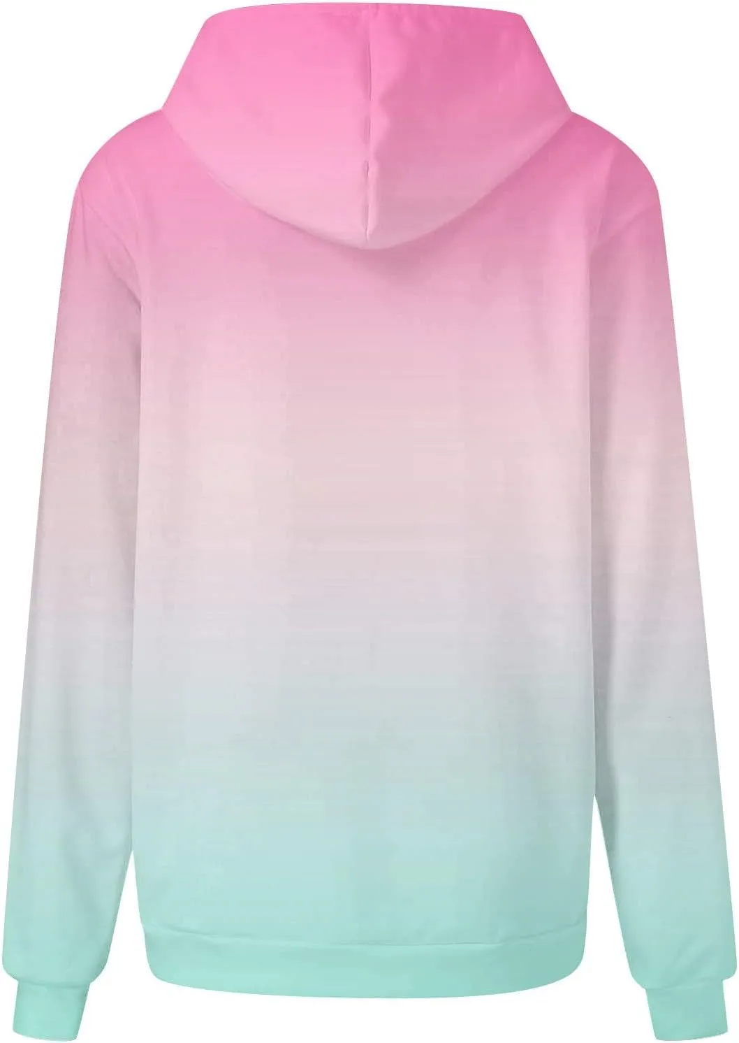 Masbird Hoodies for Women Gradient Print Oversized Sweatshirt Drawstring Pullover with Pocket Trendy Sweater Tops Blouses