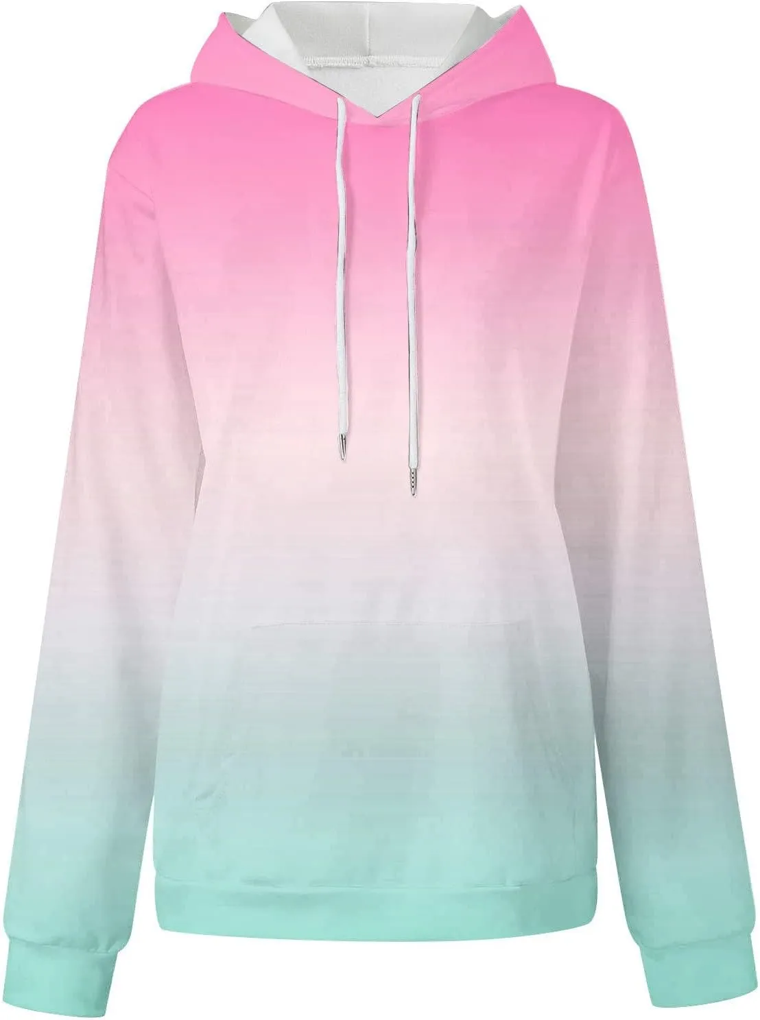 Masbird Hoodies for Women Gradient Print Oversized Sweatshirt Drawstring Pullover with Pocket Trendy Sweater Tops Blouses