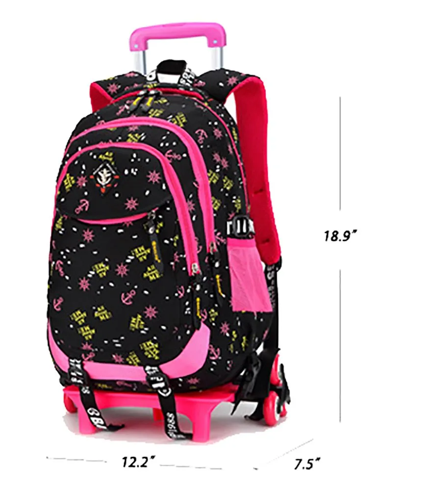 Meetbelify Girls Rolling Backpack with Wheels Big Kids Wheel Backpack for Girls