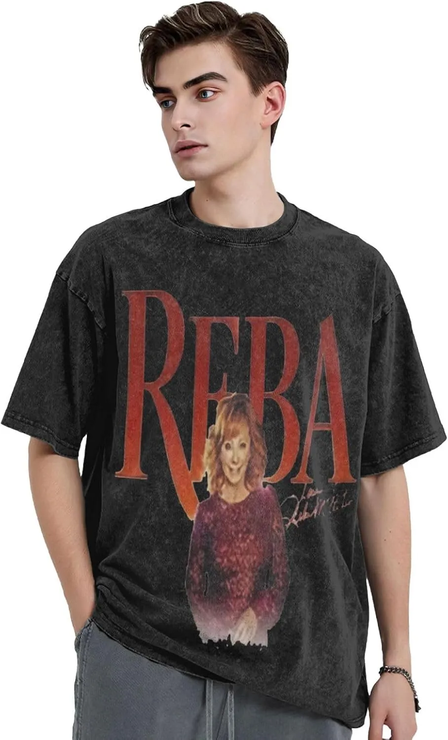 Men Vintage Oversized Drop Shoulder Fashion T-Shirts Loose Wash Solid Tees Top