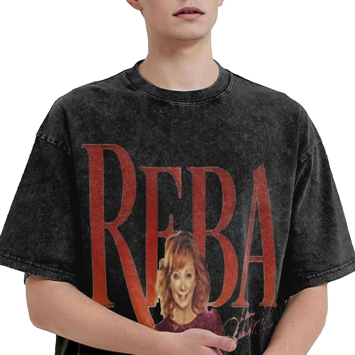 Men Vintage Oversized Drop Shoulder Fashion T-Shirts Loose Wash Solid Tees Top