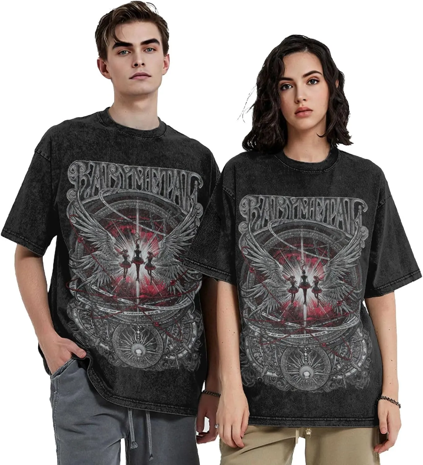 Men Vintage Oversized Drop Shoulder Novelty T-Shirts Loose Wash Solid Tee Tops