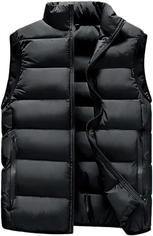 Men Winter Sleeveless Jackets Waistcoat Thick Warm Cotton-Padded Coats Tops Veste
