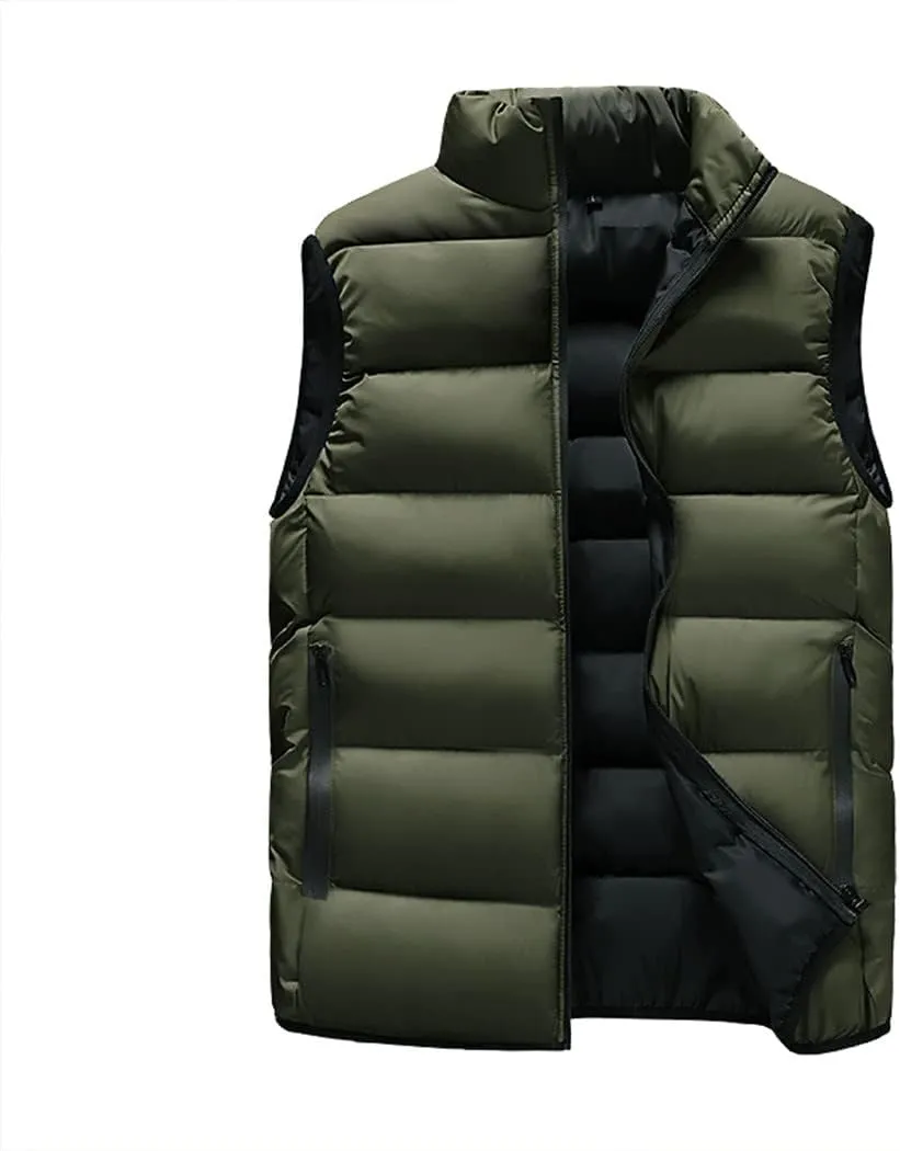 Men Winter Sleeveless Jackets Waistcoat Thick Warm Cotton-Padded Coats Tops Veste