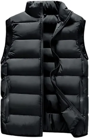 Men Winter Sleeveless Jackets Waistcoat Thick Warm Cotton-Padded Coats Tops Veste